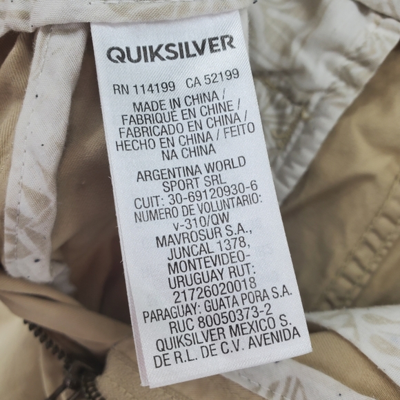 Quicksilver Waterman Secret Seas Beige Shorts Twill Mid Rise Mens 30 (31x9) - Picture 9 of 11
